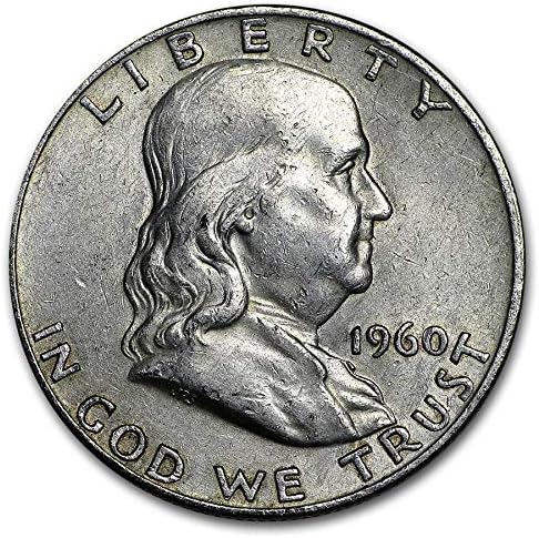 1960 D Франклин Сребърен Полдоллара 90% Сребро AU Около необращенном формата на