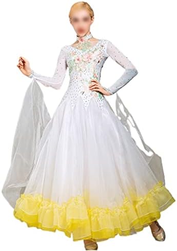 JKUYWX Танцово рокля Женствена Рокля за състезания по танци балната зала Голяма Люлка Танго Валс, Танцови рокли Костюми (Цвят: