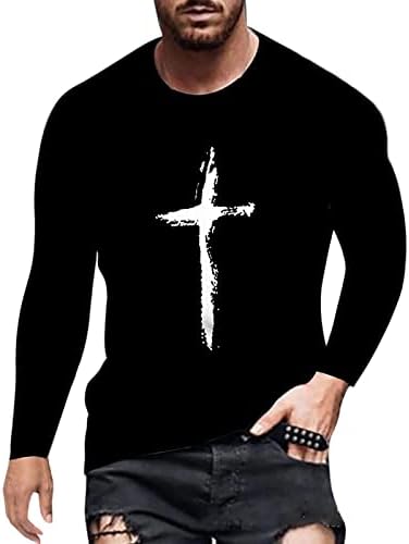 Ризи за Мъже с Дълъг Ръкав Muscle Fitness Y2K Графични Тениски Jesus Cross Faith, Пуловери, Ризи Стилни Ежедневни