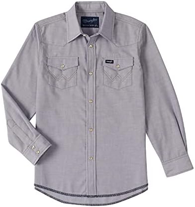 Однотонная риза с цип в западен стил с дълъг ръкав за момчета Wrangler