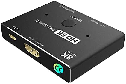 WDBBY HDMI Switcher 2.1-Съвместим адаптер-прекъсвач 2 в 1 с сверхскоростным изход 48 gbps с бутон за превключване