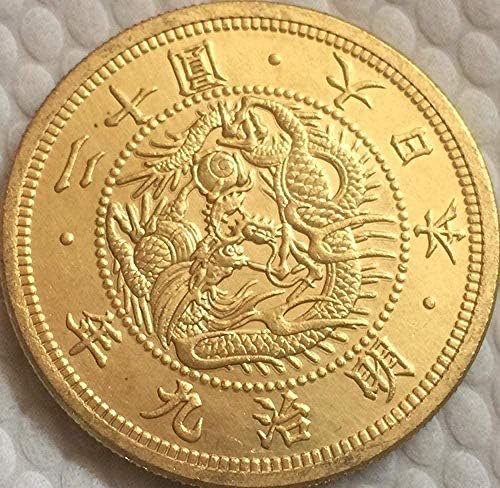 Япония 20 Йени - Копие от монети Мейджи 9 Години 35 06 мм Позлатен Копие Украса за Събиране на Подаръци