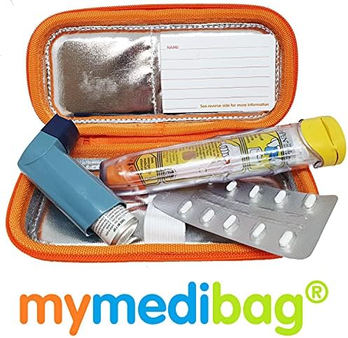 Твърд калъф MyMediBag с изолация - Двойна EPIPEN - Чанта за лекарства за лечение на алергии и астма - Много забележим в случай на извънредна ситуация