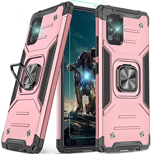 Калъф YmhxcY Galaxy A71 5 ГРАМА (не е подходящ за A71) с HD-защита за екрана на седалките клас Armor с Въртящ се държач,