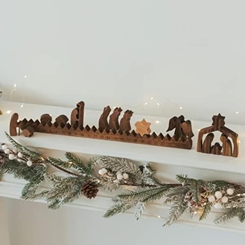 Адвент-Календар Със Звездна Сцена Коледен За Обратно Отброяване Най-Добрите Коледни Подаръци, Празнична Украса Дървени Декорации,
