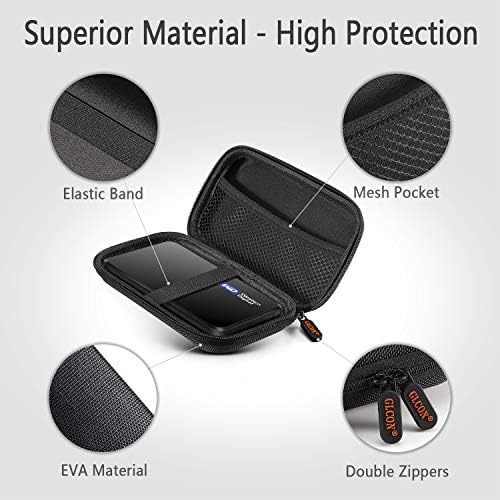 Чанта за външен хард диск - устойчив на удари EVA Калъф за носене WD My Passport Element Seagate Expansion Backup Toshiba - Высокозащищенная Преносима чанта за електронното захранване (черен)