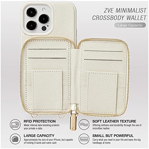 Чанта-портфейл ZVE за iPhone 13 Pro Max със стойка, Калъф за телефон, джоб с RFID заключване, Държач за карти, Лента за