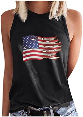 Върховете на Бретелях за Жени,Дамски Патриотическая Тениска В Звездната Ивица на САЩ, Летни Свободни Върховете На Бретелях С