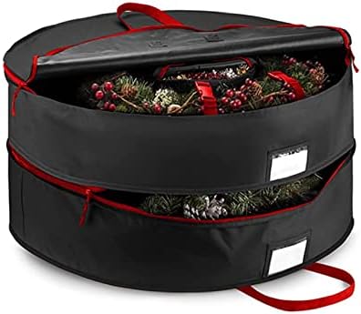FlekmanArt 24-Инчов Коледен Венец Чанта За Съхранение На Двупластова Венец Контейнер За Съхранение Кръг Лек И Водоустойчив