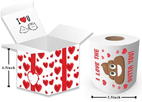 Веселящая Тоалетна Хартия на Свети Валентин с Подарък кутия |Ново, Подарък с Эмодзи под формата на Какашек за
