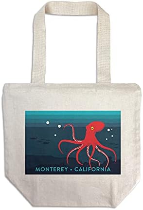 Фенер Press Монтерей, Калифорния, Октопод, Векторен стил (Множество чанта, изработена от памук)
