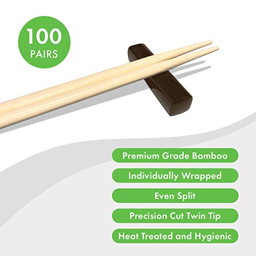 [100 чифта] за Еднократна употреба Бамбукови пръчици за хранене - високо качество на Гладки Дървени пръчици за хранене в