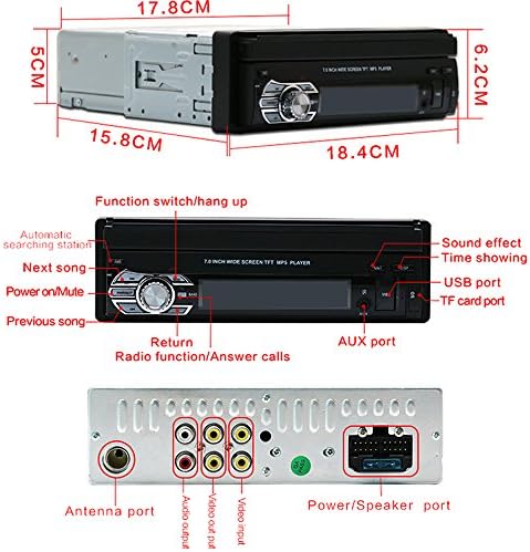 PolarLander 1 Din 7-инчов LCD Сензорен Екран Стерео Радио с Bluetooth, AUX/USB/TF Автомобилен FM Радио MP3/MP4/MP5