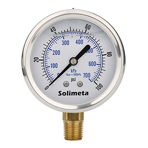 Размер на циферблата Solimeta 2-1/2 , Маслонаполненный Манометър, Манометър 100psi/160psi, Манометър за измерване на налягането