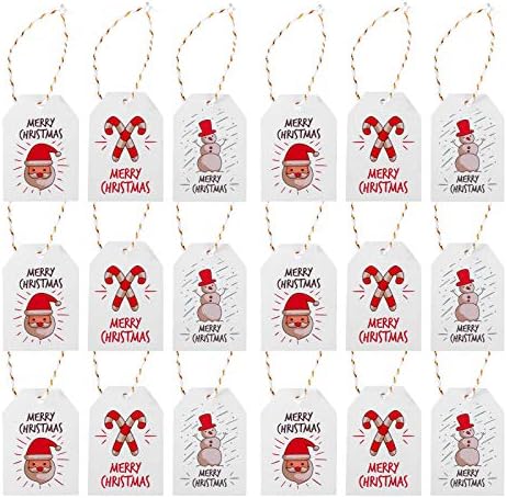 300 Бр Подарък Етикет с Шнурком Коледна Украса на Коледни Хартиени Етикети Висящи Етикети за Чанти с Въжета Коледни Етикети за Опаковане на подаръци