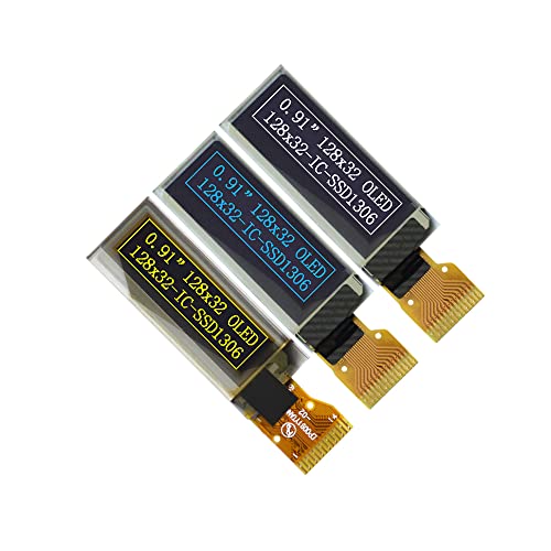2 елемента Модул OLED-дисплей I2C 0,91 Инча Модул OLED-дисплей I2C SSD1306 Жълто Водача OLED екрана I2C dc 3.3v ~ 5 В, за да