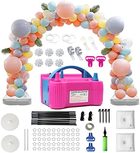 Електрическа Помпа за балони с комплект Арки, Балони, Електрическа Помпа с двоен накрайник 110-120 В за Парти по случай