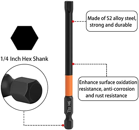 SeonFook 6шт 100 mm Шестограмен Ключ с шестоъгълни глави, Тренировки От стомана S2, Набор от Шестоъгълни малко