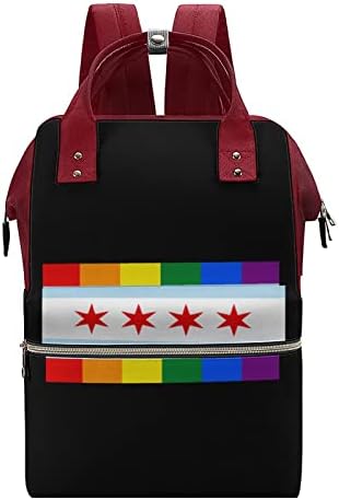 Флаг Гордост Чикаго, Чанта за Памперси, Раница, Стилна Чанта За Памперси за Бременни, Мултифункционален Водоустойчив Пътен