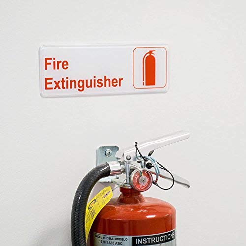 Знак Пожарогасител - Бял и червен, 9 х 3 инча, Пожарникар изход/ Знаци за пожарна безопасност от Tezzorio