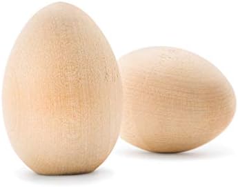 25 Гладки Дървени Великденски яйца за colorization, Дървени Яйца за Diy, Боя за дървени Великденски яйца 2-1 / 2 инча,