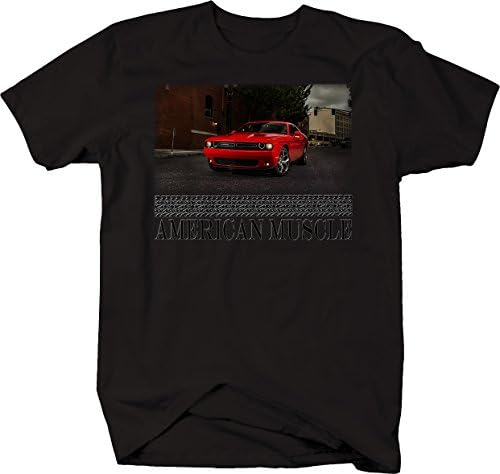 Тениска American Muscle Hotrod Challenger Red Street Scene Downtown за Мъже