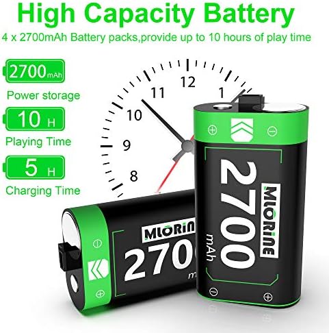 Mlorine Батерията на контролера на Xbox капацитет 2700 mah и Перезаряжаемое Зарядно устройство Изтрити Батерии, Аксесоари