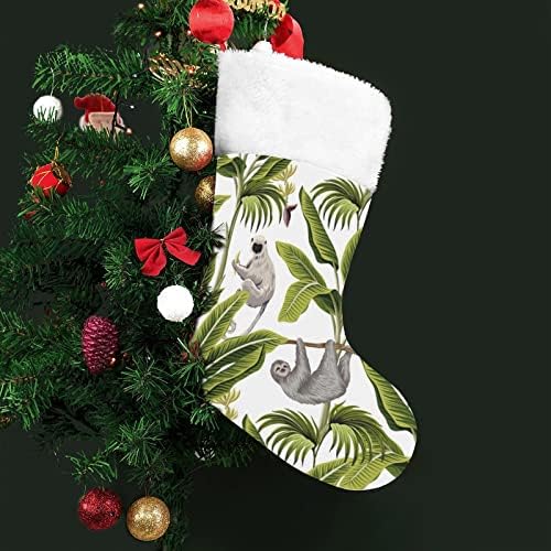 Тропически Стари Палми Коледни Чорапи, Чорапи с Плюшено Камина, Висящи за Домашен интериор Елхи
