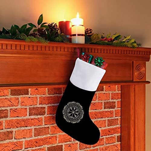 Символ на Скандинавския Компас Коледни Чорапи-Чорапи с Плюшено Камина, Висящи за Домашен интериор Елхи
