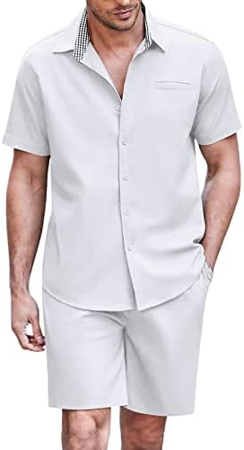 Bmisegm Летни Ризи Голям и Висок размер, за мъже, Мъжки Пролетно-Летните Модни Риза с Яка в тон, Мъжки Ризи Extra Slim Fit