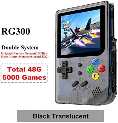 Преносим arcade ретро-слот машина RG300, вграден в повече от 3000 вида игри, Преносими Видеоигри с TF карта 16G + 32G, 3-инчов IPS екран, Game boy (цвят: черен размер: 48G)