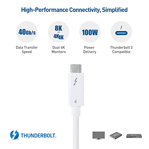 Кабел има значение [е Сертифицирана от Intel] Активен Thunderbolt кабел 4 със скорост 40 gbps дължина 6,6 фута със зареждането