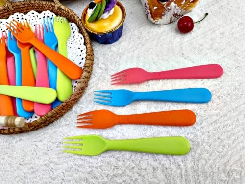 Пластмасови Детски вилици Jawbush 16шт, Множество прибори за хранене за деца от ярки цветове, Издръжлив Комплект