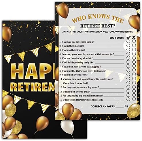 Игри за партита на пенсия - Кой знае-Добрите игри за възрастни хора в пенсионна възраст - 30 Игрални картички, Подаръци за партита на пенсии, украса (01)
