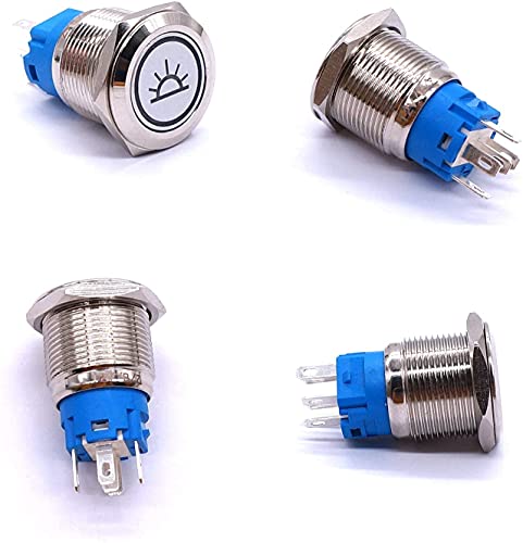 MAMZ 12 ДО 19 мм и Синя led ключ 1NO 1NC 3/4 Инсталация отвор С капаче Сребрист Метален превключвател от Неръждаема стомана (Размер: вътрешно осветление)