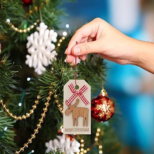 Коледна Украса Доставя Коледен Дървен Медальон Коледно Дърво Висулка Лук Елен Дървена Списък Украшение