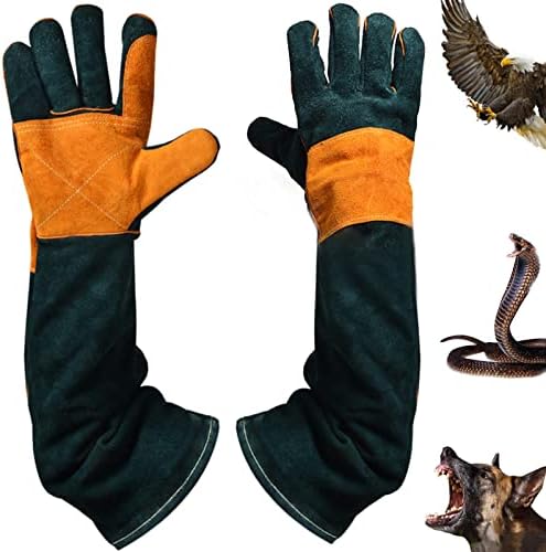 Ръкавици Jossens за работа с животни, които Предпазват от Ухапване, Кожени Заваръчни Ръкавици, които Предпазват от Пробождане Ръкавици за Захващане на Влечуги, Грижа, ?