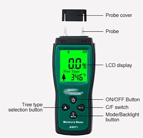 Измерване на влажност на дървесина GHGHF Тестер Влажност на Дървесината Детектор за Влажност на Хартия Цифров Измерител на