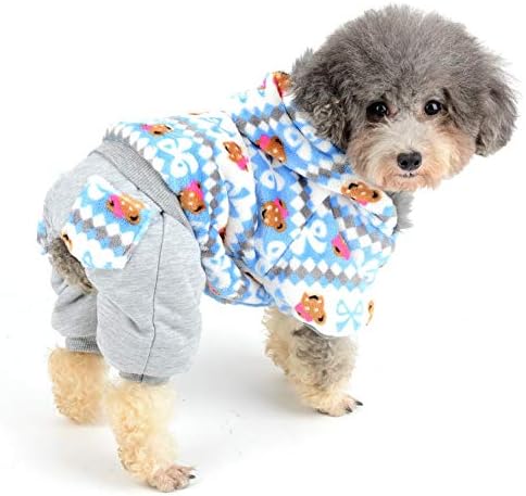 SMALLLEE_LUCKY_STORE Коледа Флисовое палто с качулка, Зимни Дрехи за кучета, Синьо (XY000342-blue-L)