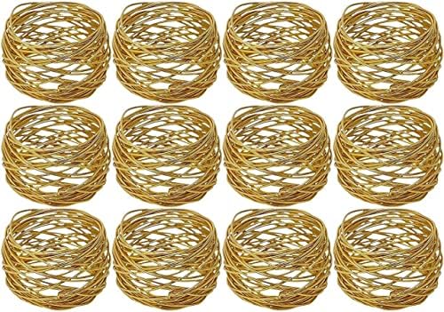 Комплект пръстени за салфетки BIFFELY от 12 парчета, Златни Пръстени за Салфетки, Катарами за Украса на масата,