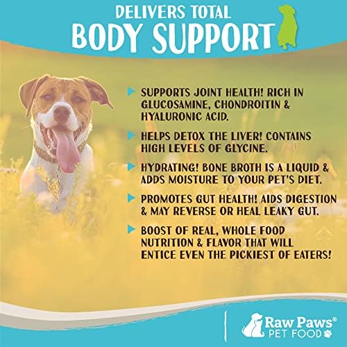 Бульон от телешки кости Raw Paws Powder за кучета, 6 унции - Произведено в САЩ - Пълнеж за кучешка храна - Протеин