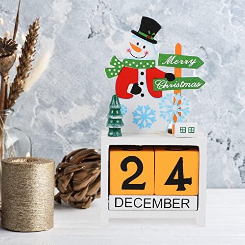 NUOBESTY Коледен Календар за Обратно Броене Коледен Календар за Обратно Броене с Дървени Блокчета, Дървена Адвент Коледен