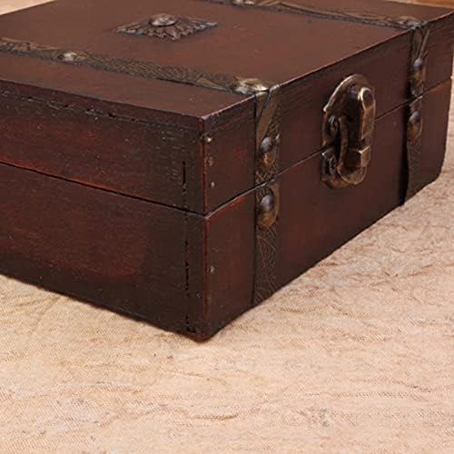 XJJZS Подарък Кутия Ретро Дървен Замък Капаче за Подарък Кутия За Съхранение на Контейнера Разни Организатор