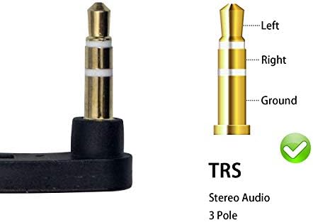 Удължител за слушалки Poyiccot 3,5 мм, 2 опаковки Удължител Aux вход 3.5 мм, равна правоъгълна кабел 1/8 инча 3,5 мм за мъже