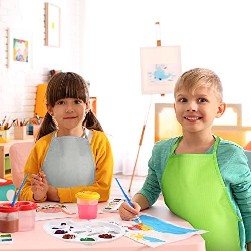 12 Опаковки Плоски четки за рисуване в пале за деца и 12 броя Детски Тъкани престилки за художници с Принадлежности