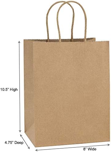 Опаковка Flexicore Кафяви торбички от крафт хартия Размер: 8 X 4,75 инча x 10,5 инча | Брой: 5 пакета | Цвят: кафяв