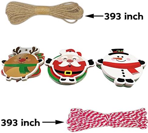 Коледни подаръци етикет с прикрепен с канап 120ШТ Коледни етикети с шнурком Коледни етикети с прикрепен с канап Коледни