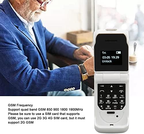 Малко флип телефон CHICIRIS с OLED екран 0,66 инча 64x48 Bluetooth-флип телефон за възрастни хора (Бял)