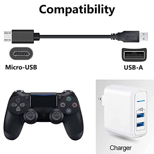 Сменное зарядно устройство за контролер PS4/ 5 и кабел за пренос на данни, Микро-кабел, Съвместим с контролер Playstation 4/5, PS4 Slim/Pro, Xbox One S / X и т.н. (6,6 фута)