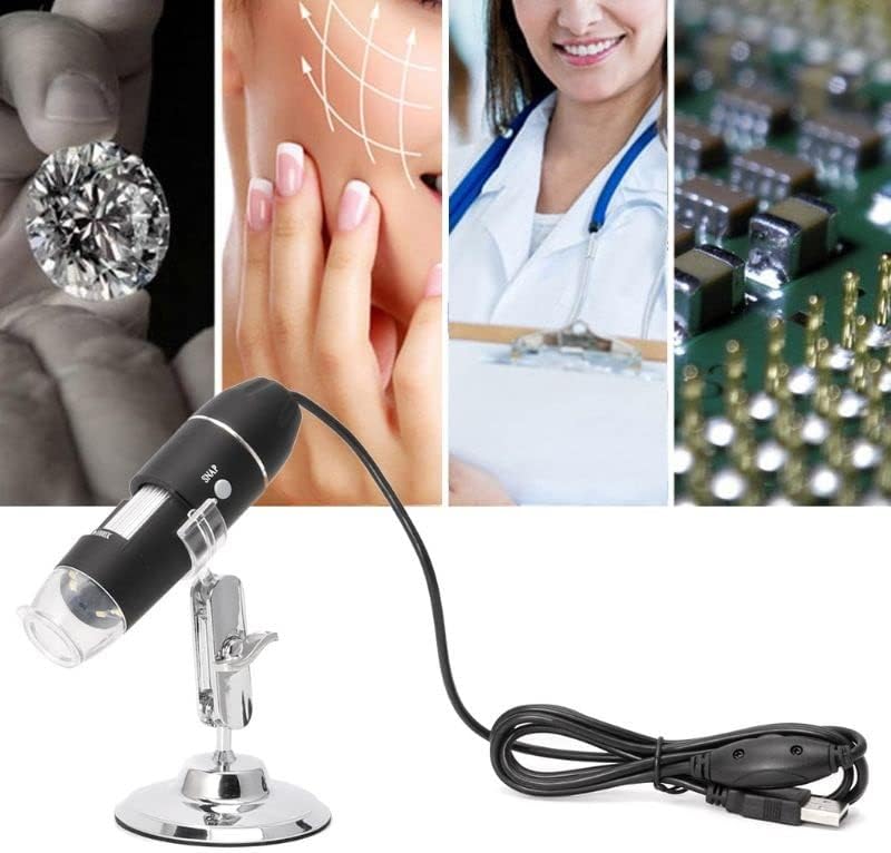 Комплект Аксесоари за Микроскоп за Възрастни 1600X USB Цифров Микроскоп, Камера 8LED Лупа със Стойка Лабораторни Консумативи